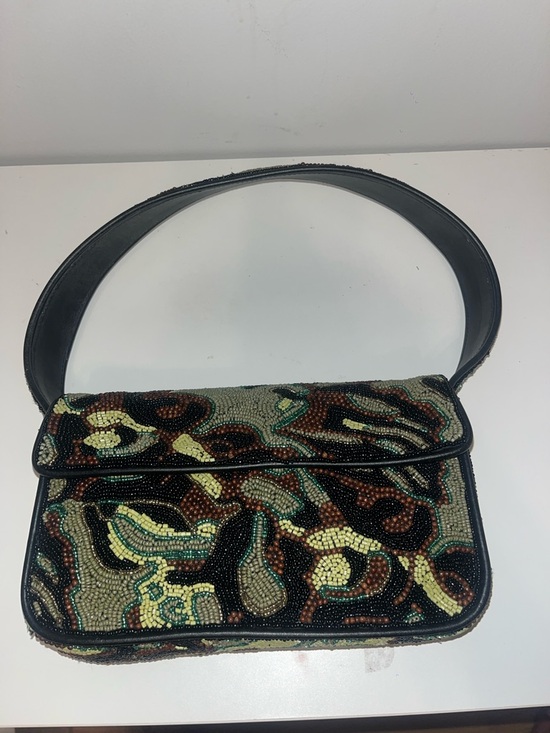 STAUD Handbags - STAUD Beaded Black and Multicolor Shoulder Bag